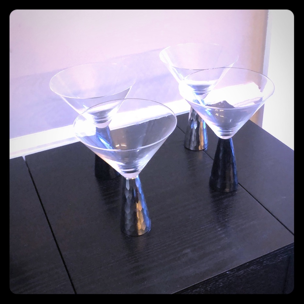 Black and silver stem martini glasses